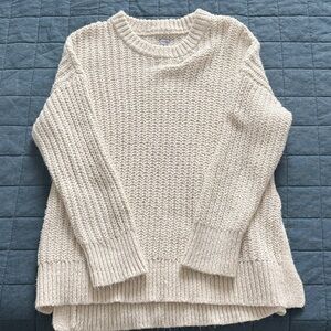 Aerie Cream Textured Knit Sweater